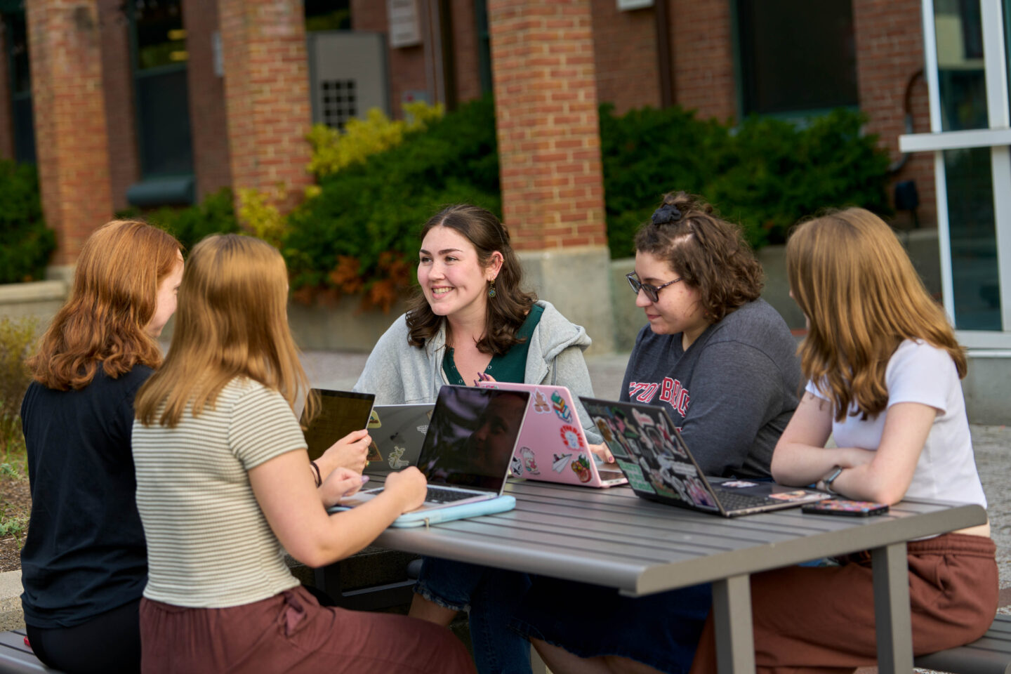 Students studying on campus.